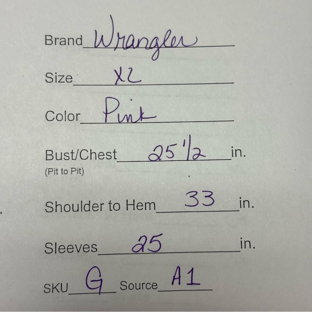 Wrangler Pink Ribbon XL Western Button-Up Shirt Long Sleeve 100% Cotton - Picture 9 of 9